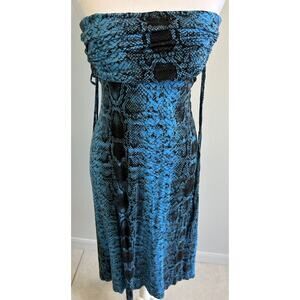 Y2K Fold Over Maxi Dress / Skirt Snakeskin boho stretch hippie Resort 90s Venus